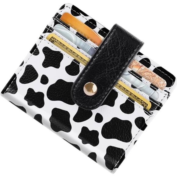 Slim Bifold Wallet RFID Credit Card Wallet Small Cute Card Holder for Women, Cow - Picture 2 of 7